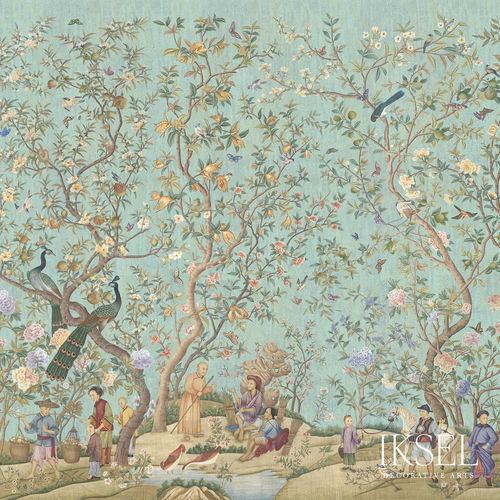 Papier peint contemporain - QIANLONG GARDEN - Iksel Decorative Arts - en vinyle / en fibre de verre / à motif nature