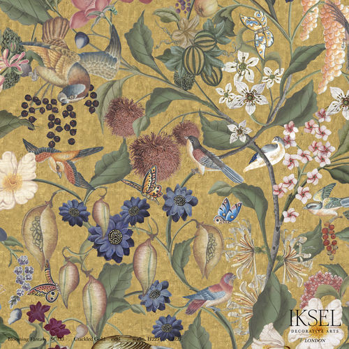 Papier peint contemporain - SC153 Blooming Fantasy - Iksel Decorative Arts - en fibre de verre / en vinyle / à motif nature