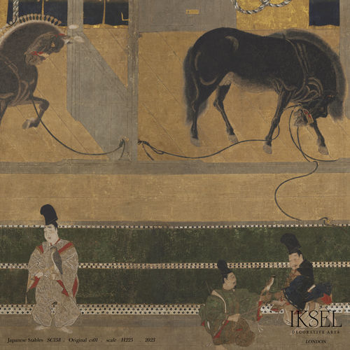 Papier peint contemporain - SC158 Japanese Stables - Iksel Decorative Arts - en fibre de verre / en vinyle / à motif animalier