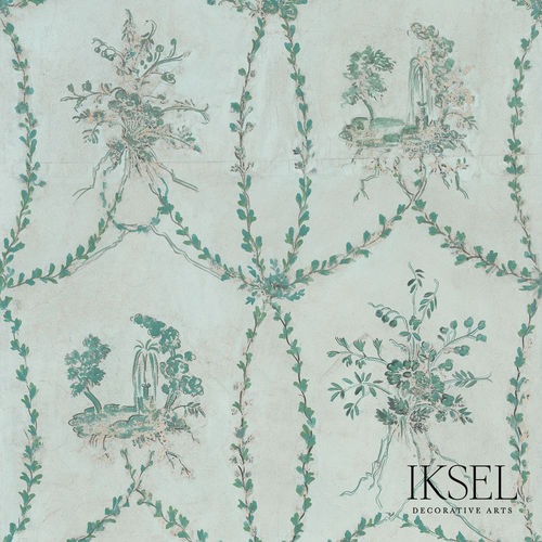 Papier peint contemporain - RW412 Dominos Louis XVI - Iksel Decorative Arts - en fibre de verre / en vinyle / à fleurs