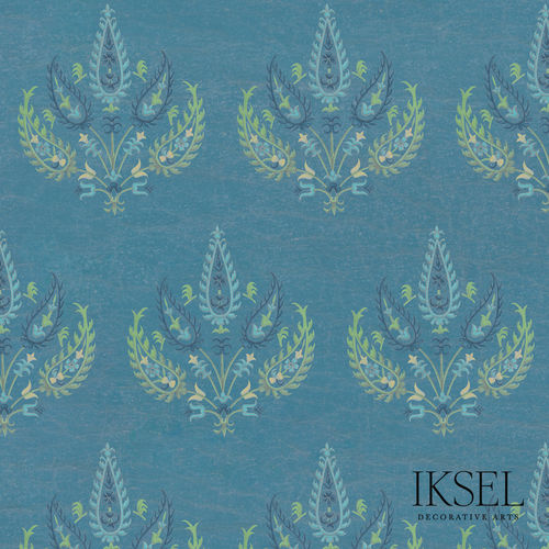 Papier peint contemporain - RW204 Embroidered Flowers - Iksel Decorative Arts - en fibre de verre / en vinyle / en PVC