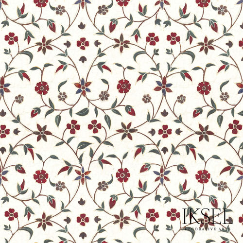Papier peint contemporain - RW303 Indian Arabesque - Iksel Decorative Arts - en fibre de verre / en vinyle / en PVC