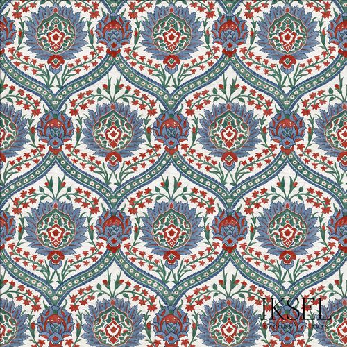 Papier peint contemporain - RW107 IZNIK HAREM - Iksel Decorative Arts - en fibre de verre / en vinyle / à motif géométrique