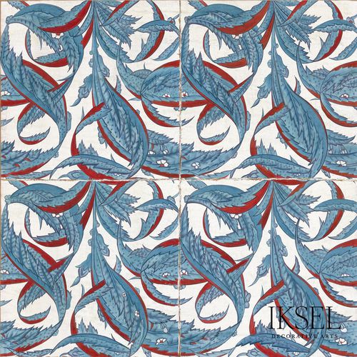 Papier peint contemporain - IZNIK LEAVES RW115 - Iksel Decorative Arts - en fibre de verre / en vinyle / à motif nature