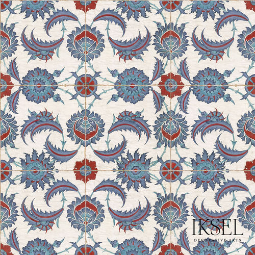 Papier peint contemporain - IZNIK RUSTEM RW102 - Iksel Decorative Arts - en fibre de verre / en vinyle / à motif nature