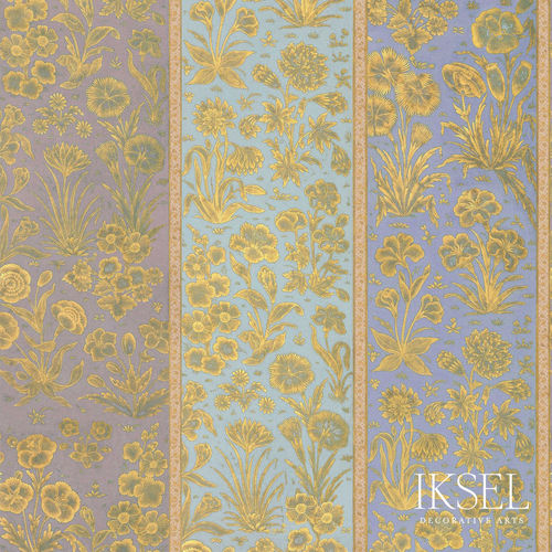Papier peint classique - RW925 Kutch Behar Stripe cs01 Original - Iksel Decorative Arts - en fibre de verre / en vinyle / à motif floral