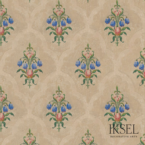 Papier peint contemporain - RW411 Louis XVI Prairie Bouquet - Iksel Decorative Arts - en fibre de verre / en vinyle / à motif nature