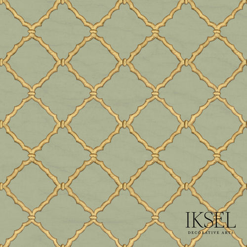 Papier peint contemporain - RW323 Jali Tri - Iksel Decorative Arts - en fibre de verre / en vinyle / à motif géométrique