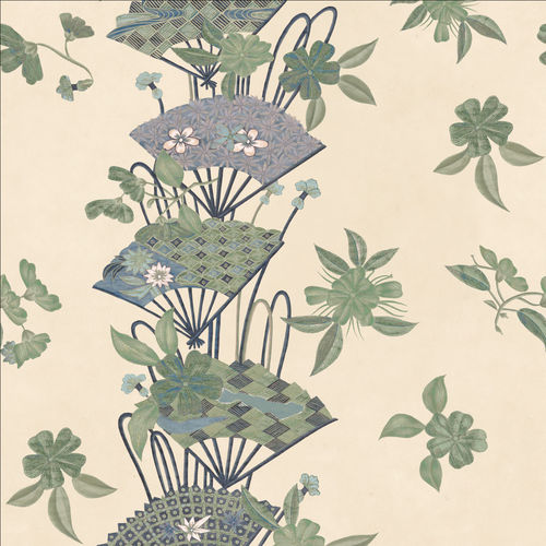 Papier peint contemporain - RW610 Japanese Fans - Iksel Decorative Arts - en vinyle / en fibre de verre / à motif nature