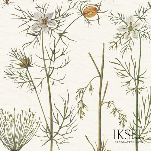 Papier peint contemporain - RW417 Herbier - Iksel Decorative Arts - en fibre de verre / en vinyle / à motif nature