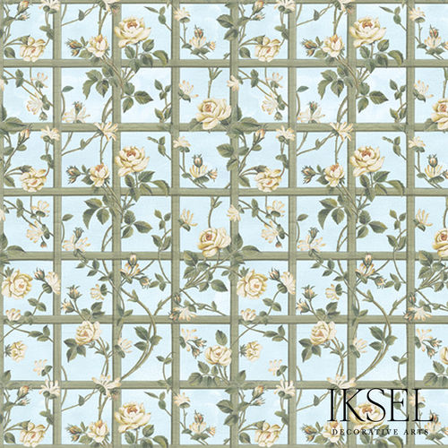 Papier peint contemporain - CE416 Rose Trellis Ceiling  - Iksel Decorative Arts - en fibre de verre / en vinyle / à motif nature