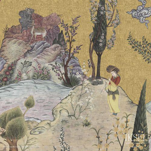 Papier peint contemporain - SC160 D-Safavid Reverie - Iksel Decorative Arts - en fibre de verre / en vinyle / à motif nature