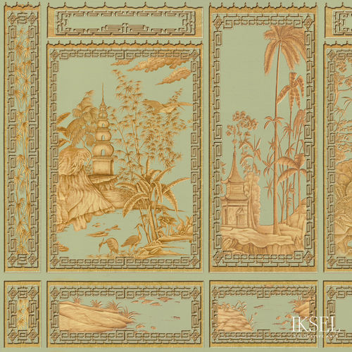 Papier peint contemporain - AR653 Chinois Key - Iksel Decorative Arts - en vinyle / en fibre de verre / à motif nature