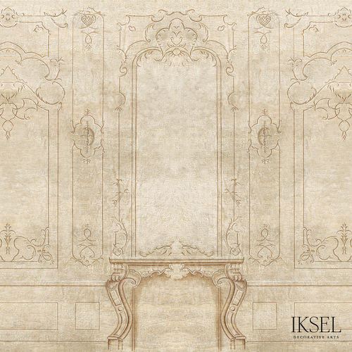 Papier peint contemporain - AR401 Louis XV Boiserie - Iksel Decorative Arts - en vinyle / en fibre de verre / à motif géométrique