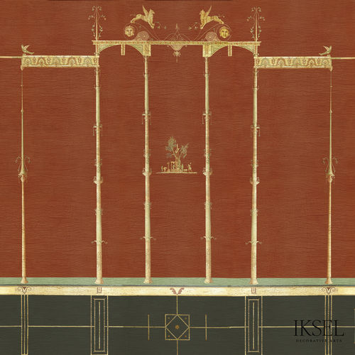Papier peint contemporain - AR532 Red Pompeii - Iksel Decorative Arts - en vinyle / en fibre de verre / à motif nature