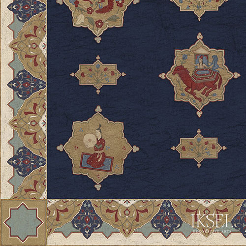 Papier peint contemporain - CE164F Aleppo Blue Flat Ceiling - Iksel Decorative Arts - en vinyle / en fibre de verre / à motif nature