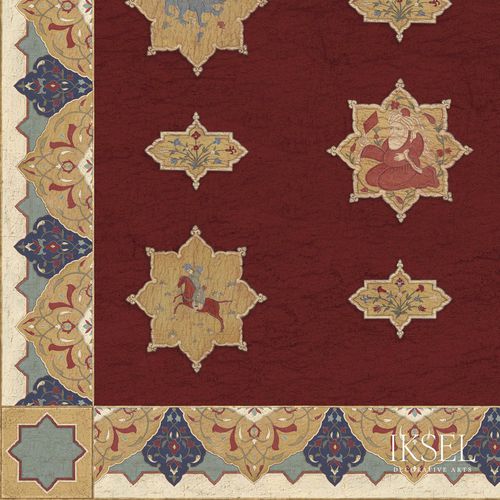 Papier peint contemporain - CE163F Aleppo Red Flat Ceiling - Iksel Decorative Arts - en vinyle / en fibre de verre / à motif nature