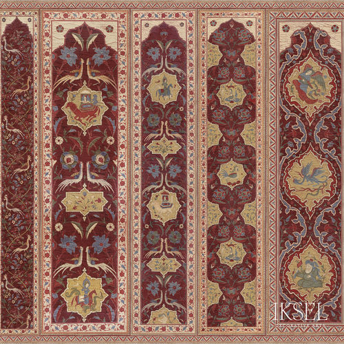 Papier peint contemporain - AR201 Aleppo Red - Iksel Decorative Arts - en fibre de verre / en vinyle / à fleurs
