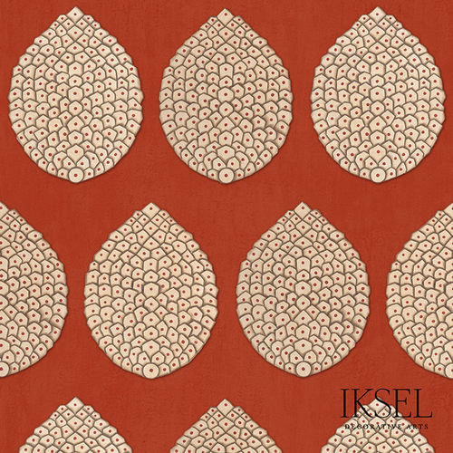 Papier peint contemporain - RW209 Pomegranate - Iksel Decorative Arts - en vinyle / en fibre de verre / à motif nature