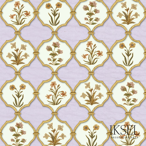 Papier peint contemporain - RW310 Jali Bouquet - Iksel Decorative Arts - en vinyle / en fibre de verre / à fleurs