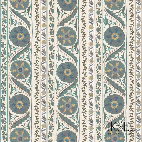 Papier peint contemporain - RW504 Suzani Borders - Iksel Decorative Arts - en vinyle / en fibre de verre / à motif floral