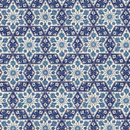 Papier peint contemporain - RW124 IZNIK CANAN STAR - Iksel Decorative Arts - en fibre de verre / en vinyle / à motif géométrique
