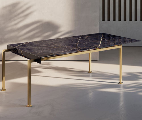 Table contemporaine - MIKO  - TERZADIMENSIONE - en verre / en grès cérame / avec piètement en acier