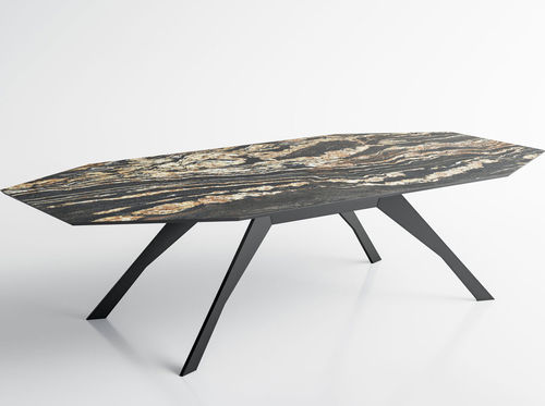 Table contemporaine - POP  - TERZADIMENSIONE - en verre / en grès cérame / avec piètement en acier