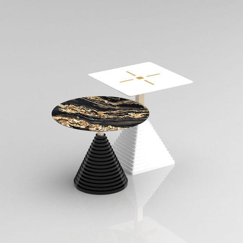 Table d'appoint contemporaine - KOSMOS - TERZADIMENSIONE - en verre / en grès cérame / avec piètement en acier