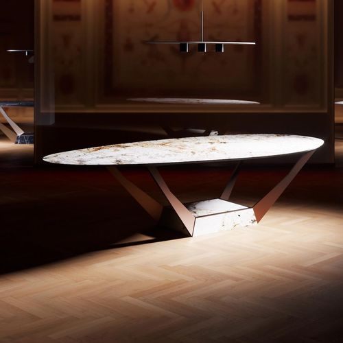 Table contemporaine - POP REVERSE - TERZADIMENSIONE - en verre / en grès cérame / avec piètement en acier
