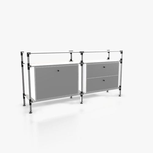 Buffet contemporain - S.2.750.2.2.DU.00.1 - tRACK by Kesseböhmer GmbH - en placage de bois / en MDF laqué / en acier à revêtement par poudre