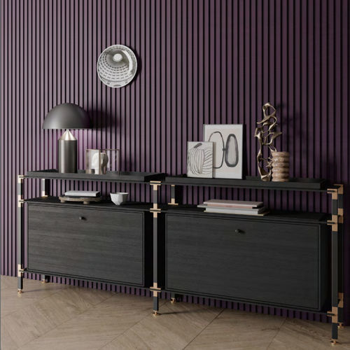 Buffet contemporain - S.2.900.2.2.KU.00.1 - tRACK by Kesseböhmer GmbH - en placage de bois / en MDF laqué / en acier à revêtement par poudre