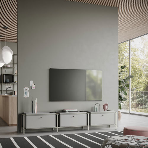 Buffet contemporain - L.3.900.1.3.AZ.TA.1 - tRACK by Kesseböhmer GmbH - en placage de bois / en MDF laqué / avec étagère