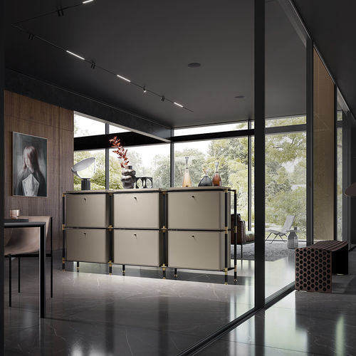 Buffet contemporain - S.3.750.2.6.DU.TA.1 - tRACK by Kesseböhmer GmbH - en placage de bois / en MDF laqué / en acier à revêtement par poudre