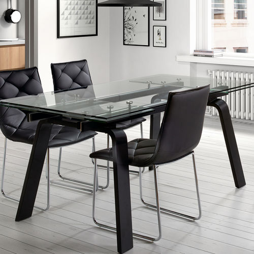 Table à manger contemporaine - MOON - CAMINO A CASA - en verre trempé / avec piètement en fer / rectangulaire