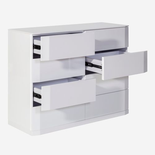 Commode contemporaine - MANHATTAN - CAMINO A CASA - en bois laqué / 8 tiroirs / blanche
