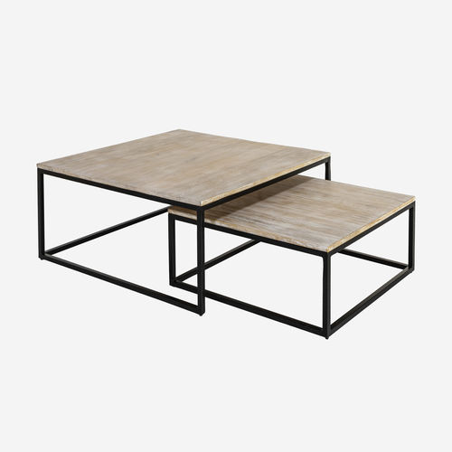 Table gigogne contemporaine - 987-024365-NEGROD.ROB - CAMINO A CASA - en bois / avec piètement en fer / carrée
