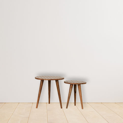 Table gigogne design scandinave - PRIMA  - Artisan Furniture - en bois massif / avec piètement en bois massif / ronde
