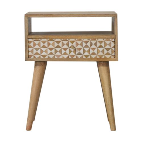 Table de chevet de style scandinave - SARINA  - Artisan Furniture - en bois massif / en résine / avec piètement en bois massif