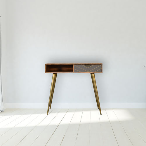 Meuble secrétaire design scandinave - SLEEK - Artisan Furniture - en bois massif / en laiton / avec rangement intégré