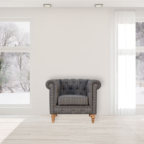 Fauteuil chesterfield - PEWTER TWEED - Artisan Furniture - en tissu / en bois massif / fait main