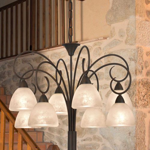 Lustre classique - 1790/8 - LAM Export - en verre / en acier / 8 ampoules