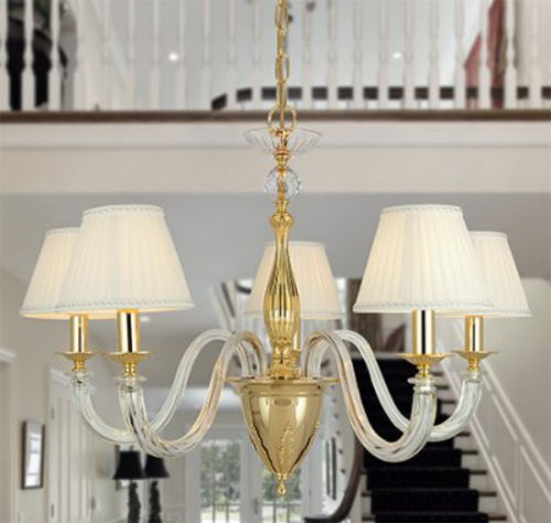 Lustre classique - 5000/5 - LAM Export - en cristal / en tissu / 5 ampoules