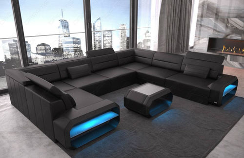 Canapé modulable - Verona U - Sofa dreams - contemporain / en cuir / marron
