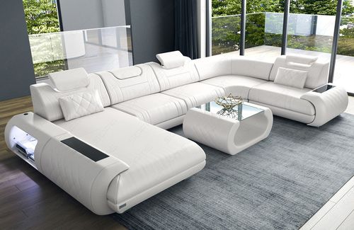 Canapé modulable - Rimini U - Sofa dreams - d'angle / contemporain / en cuir