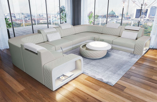 Canapé modulable - Foggia U - Sofa dreams - contemporain / en cuir / avec accoudoirs