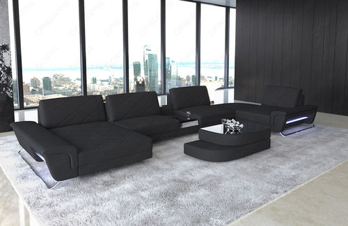 Canapé contemporain - Bari U - Sofa dreams - en tissu / gris / marron
