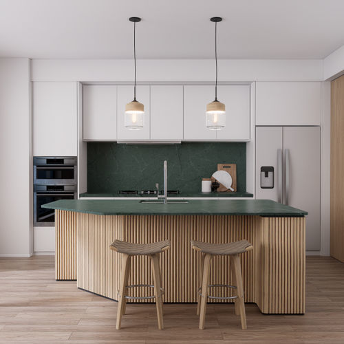 Plan de travail en pierre reconstituée - VERDANT MIST - Fujian Ultracera New Materials CO.,Ltd - en composite / en pierre / pour cuisine professionnelle