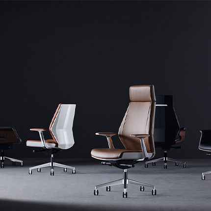 Fauteuil de direction contemporain - Coupe  - Zhejiang Sunon Furniture Manufacture Co., Ltd. - en cuir / en noyer / aluminium