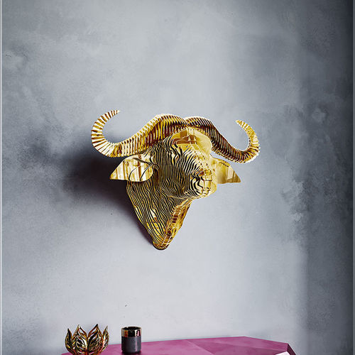 Sculpture en laiton - Moroto Buffalo - CREATUR - murale / dorée / noire